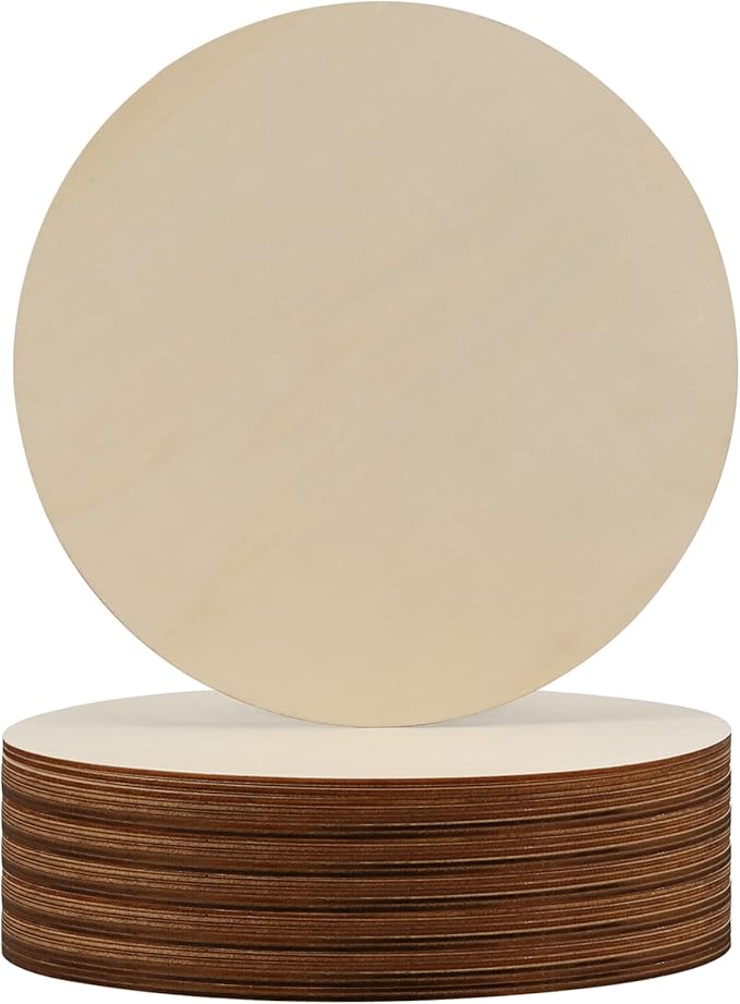 HOZEON 30 PCS 10 Inch Wood Circles for Crafts, Round Wood Discs, Unfinished Blank Wood Slices Wooden Cutouts for Door Hangers, Home Decorations, Art and Craft, Christmas Gifts