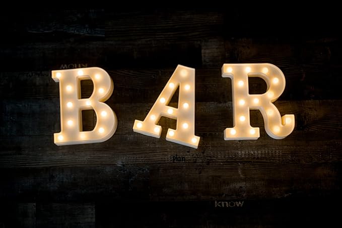 Foaky LED Letter Lights Sign Marquee Light Up Letters Sign for Night Light WeddingBirthday Party Battery Powered Christmas Lamp Home Bar Decoration(H)