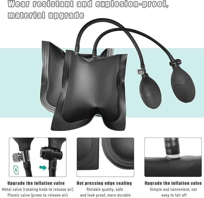 Air Wedge Pump, Professional Leveling Kit and Alignment Tool Inflatable Shim Bag, Air Wedge Bag Pump Suitable for Window Door Installation Car Repair, Car Accessories (Plastic Valve)
