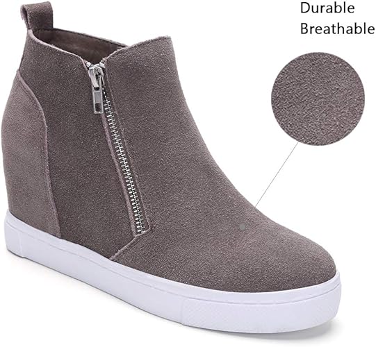 Athlefit Women's Wedge Sneakers Hidden Heel Platform Wedge Booties Hidden Wedgie Sneakers
