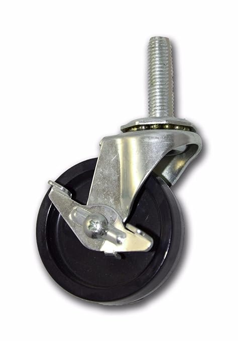 2-1/2" Polypropylene Caster with 3/8" x 1-1/2" Threaded Stem (4 Pack; 2 with Side Brake)