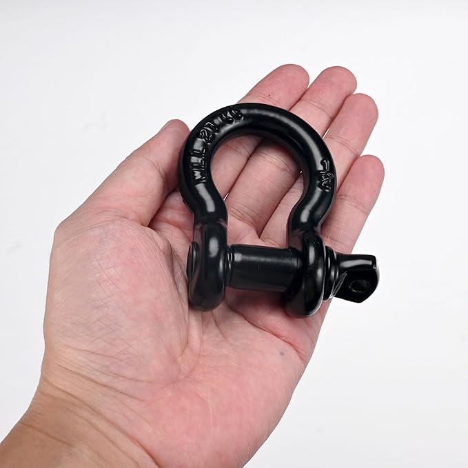 Leero 12" D Ring Shackles, 2 tons (4,409lbs) Working Load Limit, Clevis Shackle with 58" Alloy Screw Pin, Heavy Duty Shackles for Towing, Terrain Vehicle, Jeep, Trailer, Black (2 Pack)