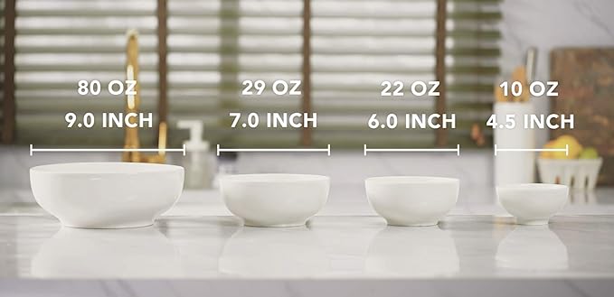 DOWAN Soup Bowls, Ramen Bowl for Noodle, 39 Ounce large Cereal Bowls for Kitchen, 7 Inches Salad Bowls, Microwave and Dishwasher Safe, White