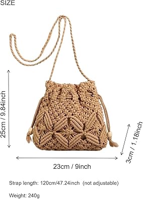 Women's Woven Crossbody Bag, Fashion Bucket Bag, Fashion Shopping Bag, Trendy Beach Bag