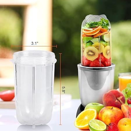 Replacement Mug Cup,Tall Short Cup Mug Replacement Parts for 250W Magic Blender Juicer Transparent(Tall)