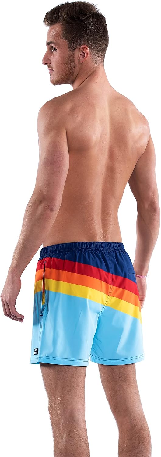 Swim Trunks with Compression Liner - Men's Premium 5 Inch Inseam Quick Dry Swim Shorts for Beach and Swimming