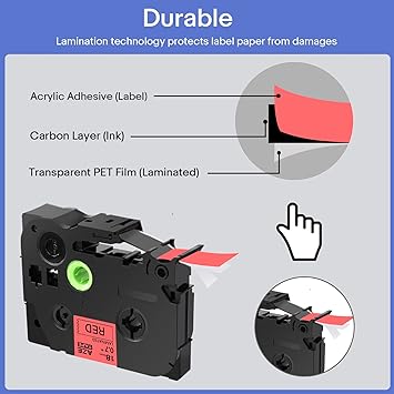 GREENCYCLE 1 Pack Compatible for Brother TZe-441 TZe441 TZ441 TZ-441 AZE Tape 18mm 0.7 Inch 34" Black on Red Laminated Label Tape for PTD400, PTD400AD, PTD450, PTD600, PTP700, PTP710BT