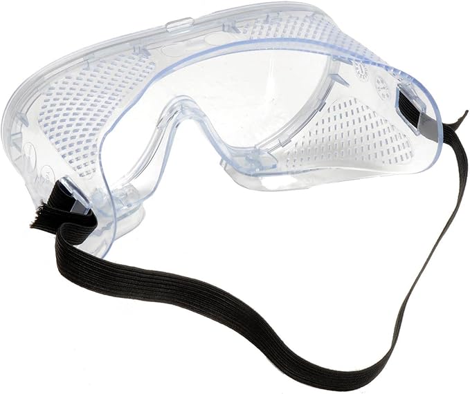 ERB Perforated Impact Resistant Goggles - Standard, Clear Lens, Black Straps