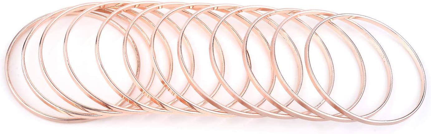 Nicole Miller New York Multi-bangle Set of 12 Plain Matte Glossy Bangle Bracelets (Rose Gold)