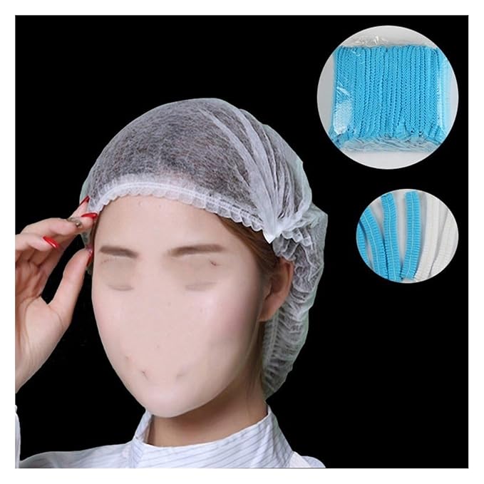 100 PiecesPack Disposable Hair Head Cover Mesh Pouch Dust Cap Shower Cap Kitchen (Color : Black, Size : One size)
