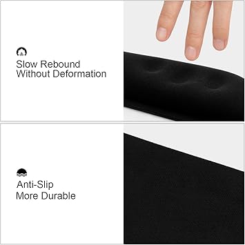 VECUU Keyboard Wrist Rest, Pad with Ergonomic Raised Memory Foam for Easy Typing Pain Relief, Anti-Slip Wrist Support Suit for Computer, Laptop, Office, PC Gaming (Black)