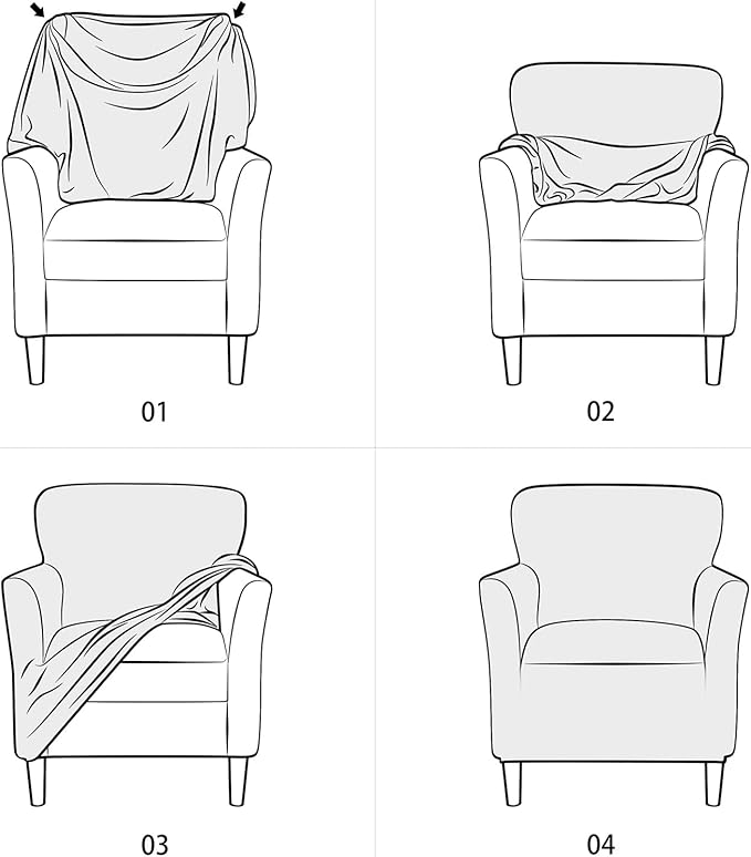 LiveGo Stretch Mid Century Modern Armchair Slipcover 1-Piece Solid Accent Chair Covers with Arms Soft Chair Slipcovers for Living Room Furniture Protector Office Reception