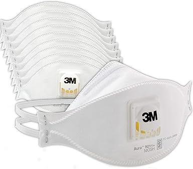 3M 58887719997169 Aura 9211PLUS Disposable N95 Respirators wCool Flow Valve (Pack of 10)