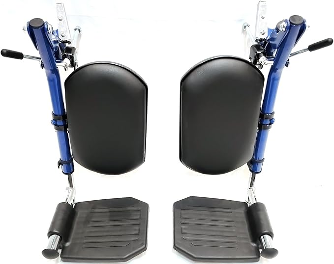 Blue Streak Wheelchair Elevating Leg Rest with Padded Calf Pad,Composite Footplates,Fits Most Standard wheelchairs and Transport Chair,Wheelchair Parts,Same Functional Structure as LK3JELR,(1Pr, Blue)