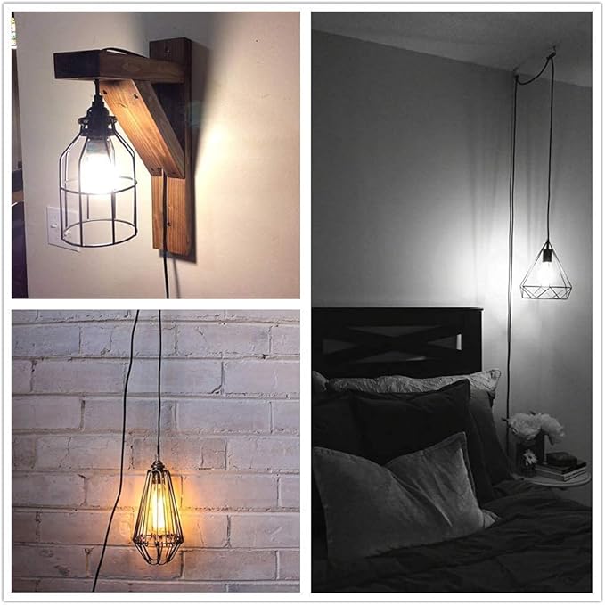 Pendant Light Kit with Dimmer Switch 15 Feet Hanging Lamp Cord Set Plug in Edison Light Bulb Socket Rope for E26 E27 DIY Swag Light Fixtures