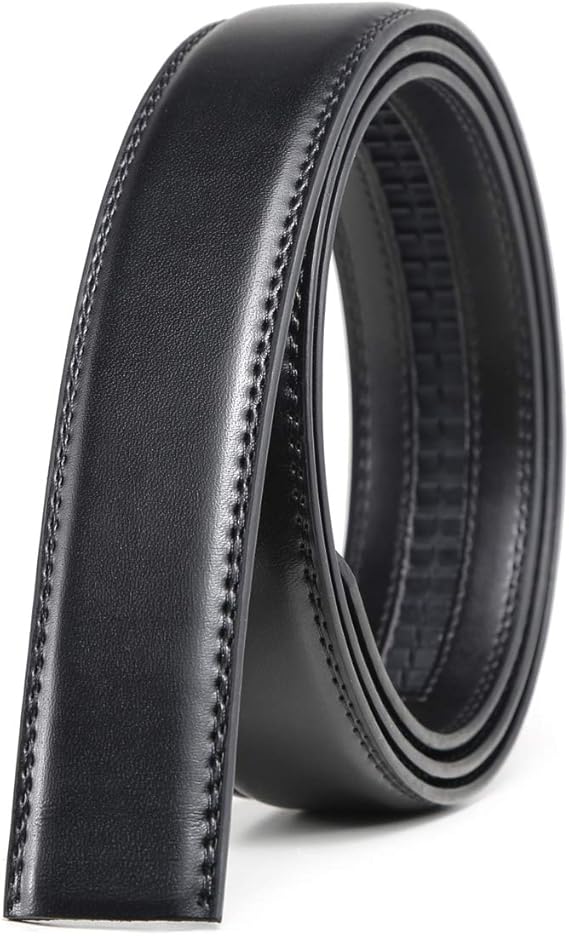 Men's Leather Ratchet Belt Strap Only 1 3/8" Without Buckle, Replacement Strap Suitable for 40MM Slide Buckle