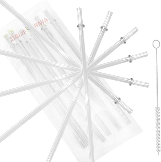 Acrylic Straw Set of 6, Fits 16oz, 20oz Tumblers, and 1 Nylon Straw Cleaning Brush