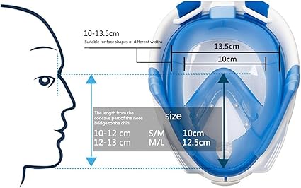 Full Face Snorkel Mask with Dry Snorkel, 180 Panoramic View Diving Mask,Anti-Leak Anti-Fog Scuba Mask Snorkel Swimming Mask for Adults