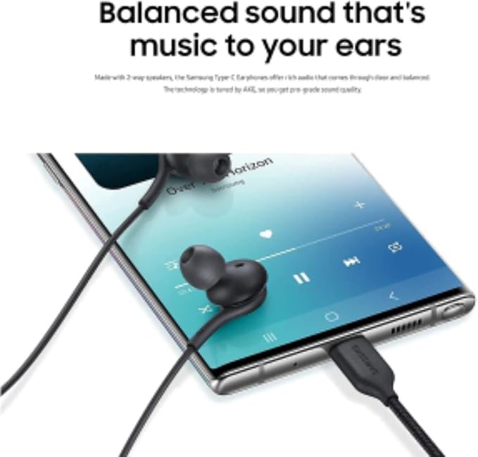 2025 New Stereo in-Ear Headphones for Samsung Galaxy Z Fold6 S24 Ultra S23 Ultra S22 Ultra S21 S20,Note 10+ - Designed by AKG - with Microphone and Volume Remote Control Type-C Connector - Black