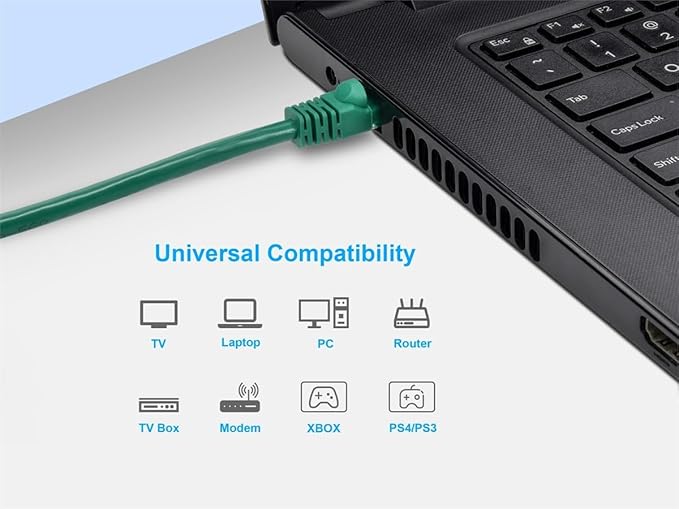 Monoprice Cat6 Ethernet Patch Cable - Snagless RJ45, Pure Bare Copper, 550MHz, UTP, 24AWG, 14 Feet, Green - Fullboot Series