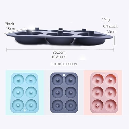 Professional Donut Pan For Baking,6-Cavity Non-Stick Silicone Donut Mold Tray For Microwave And Oven,Dishwasher Safe (Color : A), xiaoyao121