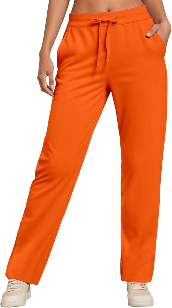 Womens Wide Leg Sweatpants Baggy Trendy Comfy Straight Leg Lounge Pants Fall Outfits Athletic Joggers with Pockets