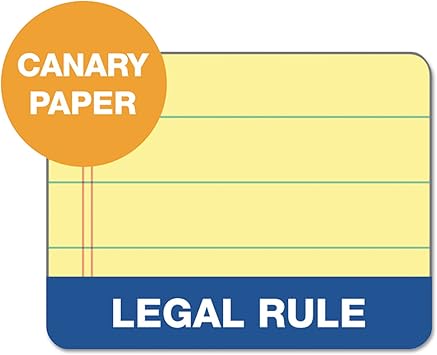 TOPS The Legal Pad Writing Pads, 8-12" x 11-34", Canary Paper, Legal Rule, 50 Sheets, 3 Pack (75327)