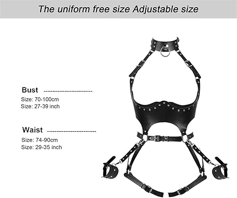 Women’s Punk PU Leather Body Harness – Waist Belt Bodysuit with Bondage Style and Leg Garter, Sexy Lingerie Accessory