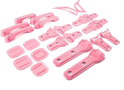 JeCar Exterior Trim Kits Door Hood Hinge Covers Door Handle Side Vent Tailgate Hinge Trim Covers Exterior Accessories Compatible with Jeep Wrangler JL JLU 2018-2023 24 Doors, Pink
