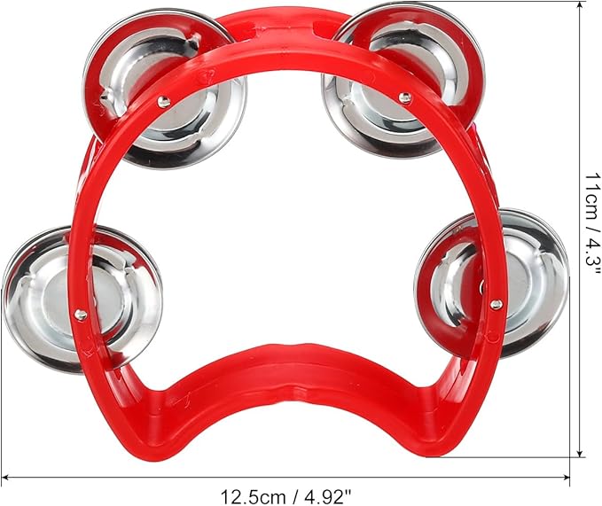 PATIKIL Tambourine, Jingle Bells Wrist Bells Hand Bell Percussion Instruments Musical Rhythm Band Plastic for Adults Church Birthday Party Christmas, Red