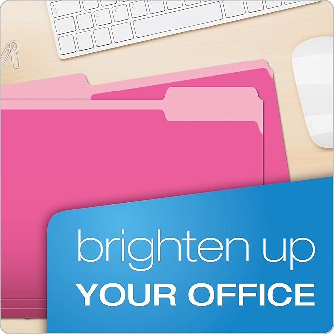 Pendaflex Two-Tone Color File Folders, Letter Size, 13 Cut, Pink, 100 Per box (152 13 PIN), 12 x 9.88 x 2.38 inches