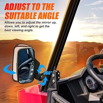 Ranger Side Mirror, UTV Rear View Mirror Compatible with Polaris Ranger XP 500, 570, 900, 900 Crew, 1000, 1000 Crew, Ranger Diesel, ETXEV, General 1000, Can-Am Defender, Maverick Trail