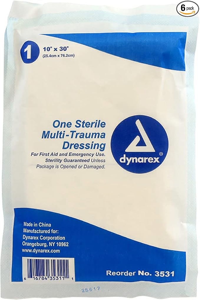 Medique 66901 Medi-First Multi-Trauma Dressing, 10-Inch X 30-Inch 1-Dressing, White (Pack of 6)