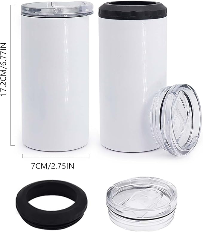 16 oz 1pack Sublimation 4 in 1 Can Cooler Tumbler Blank,Double Stainless Steel Vacuum Insulated for Hot and Cold Beverages,Standard Can,Beer Bottle and Insulated Mugs
