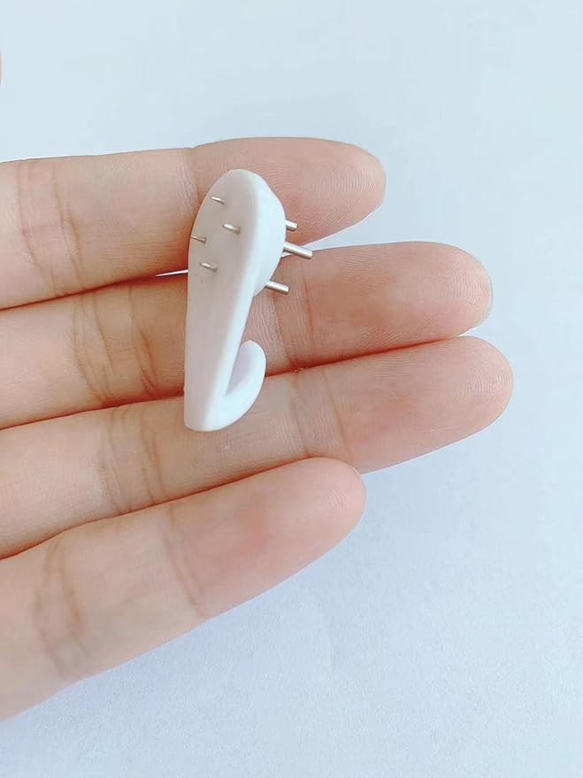 Invisible Nail Screws 5PCS Kjiaiyuo White Powerful Concrete Hard Wall Picture Hooks Non-Trace Hanging Hook Traceless Nail Wall Hook for Picture Photo (3cm1.18 Length)