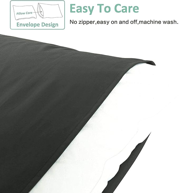 NTBAY King Pillowcase Set - 2 Pack Brushed Microfiber 20x36 Pillowcases - Soft, Wrinkle-Free, Fade-Resistant, Stain-Resistant, Dark Grey Pillowcases with Envelope Closure - 20x36 Inches, Dark Grey