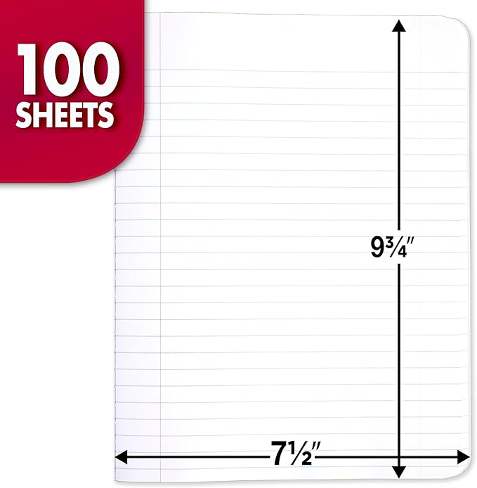 Mead Composition, Wide Ruled Comp Book, Writing Journal Notebook with Lined Paper, Home School Supplies for College Students K-12, 9-34" x 7-12", 100 Sheets, Black Marble (09910)