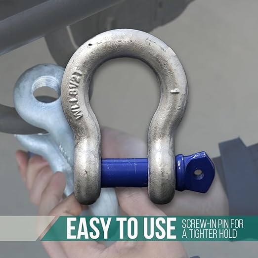 Forged Anchor Shackle 1 Heavy Duty Forged Steel - Versatile Durable Working Load Capacity up to 8.5 Ton - Corrosion Rust Resistant - Towing, Rigging, and Heavy-Duty Equipment (1 Pack)