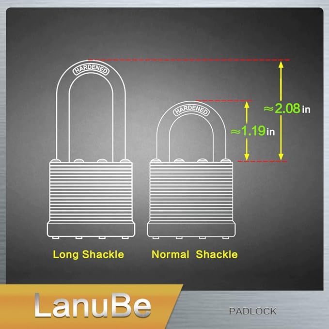 Lock Laminated keyed Padlock (1-9/16", 40mm), keyed Alike Locks, Long Shackle,Marked Blue Plastic Hoop, Pack of 2