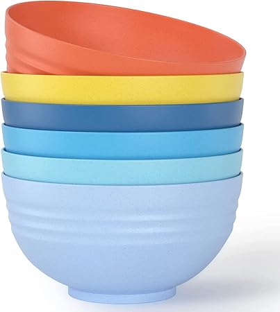 Homestockplus Set of 6 Unbreakable Large Cereal Bowls,34 Oz Ramen Bowls BPA-Free Eco-Friendly Bowl Set for Cereal, Salad, Soup, Ramen,Oatmeal Apply to Kitchen, Dishwasher Microwave Safe