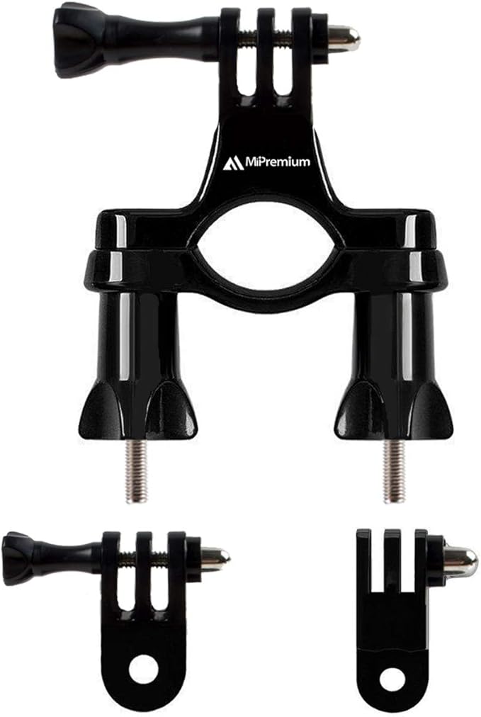 Bicycle Bike Handlebar Mount Adapter for GoPro Hero 13 12 11 10 9 8 7 6 5 4 3 2 1 Fusion Session Black Silver EK7000 Sjcam Seatpost Pole Clamp 3 Way Adjustable Pivot Arm for Action Cameras