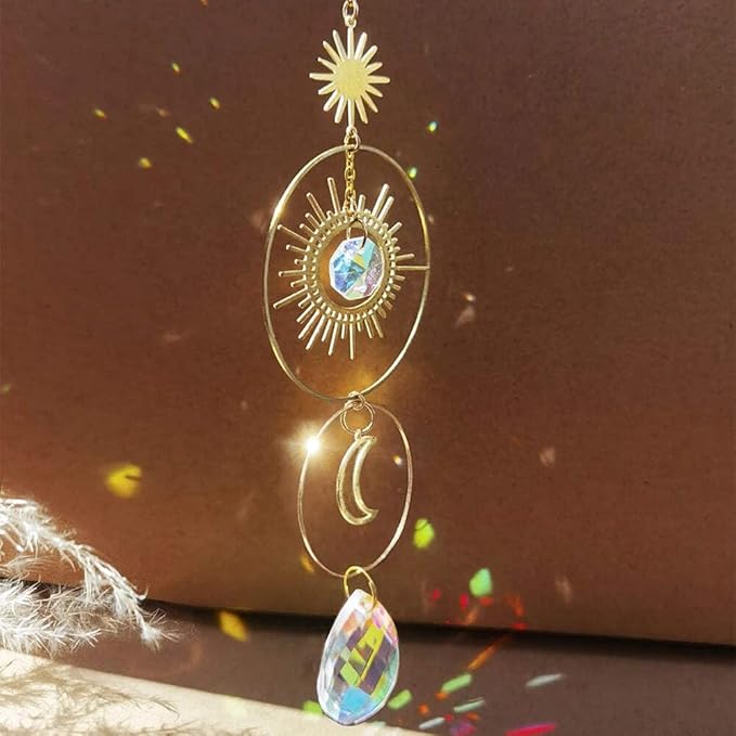 Lotus Sun Catcher Crystals Rainbow Hanging Suncatcher/Chakra Light Catcher Stained Glass Prism for Window/For Outdoor/For Garden Decoration sun catcher 4