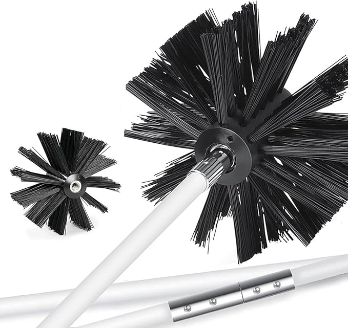 Chimney Washing Brushes Fireplace Cleaning Supplies 5.9in and 3.9in Brush Heads 516 Screw Thread Dryer Vent Cleaner Kit Attachment