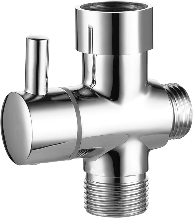 Metal T-adapter with Shut-off T Valve, 78 or 1516 and G12 3-way Water Tee Connector,for Handheld Toilet Bidet Spray Bathroom,Chrome, DSF006