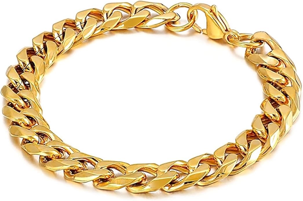 Metal Bracelets for Men Gold, Chain Bracelets Personality Fashion Stainless Steel Mens Bracelet Vintage