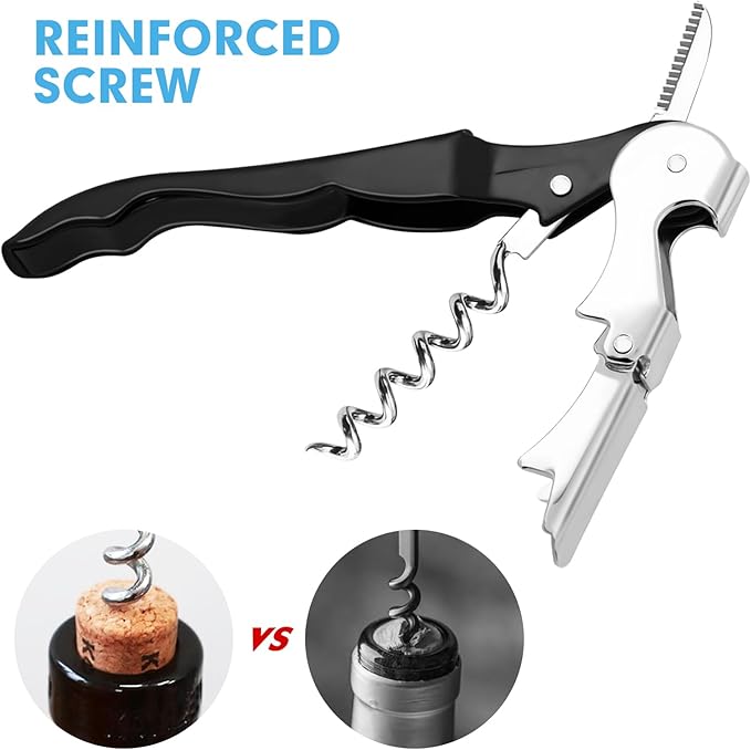 Wine Opener Professional Waiter's Corkscrew Wine Opener Set - Stainless Steel Wine Key with Foil Cutter, Multifunctional Bottle Opener for Wine Beer