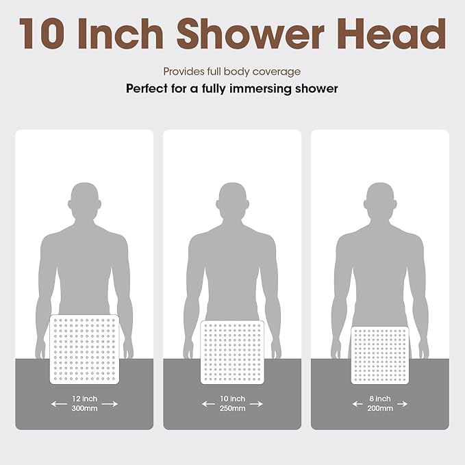 10 Inch (25CM) Square Rainfall Shower Head, 304 Stainless Steel, Ultra Thin Pressure Boosting High Pressure Rain Bathroom Rainfall Showerhead Wallceiling Installation,Matte Brushed Gold