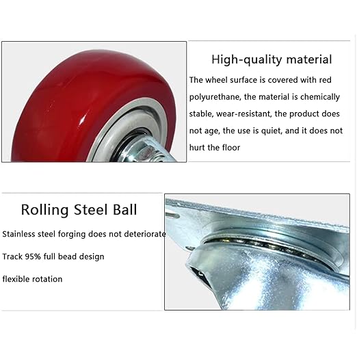 3 4 5 inch Heavy-Duty Polyurethane Silent Universal Wheels with Brake Wheels, Soft Rubber Industrial Trolley casters, Load-Bearing 100kg/pc (Color : Brake Wheel, Size : 4inch)