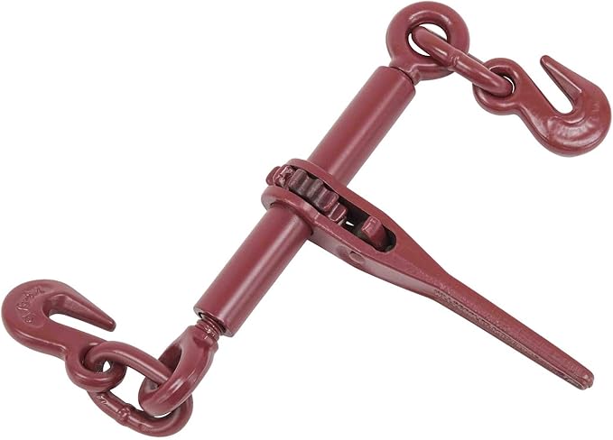 Mytee Products (2 Pack) Ratchet Chain Binder 1/4" - 5/16" Chain Binders Tie Down Hauling Red