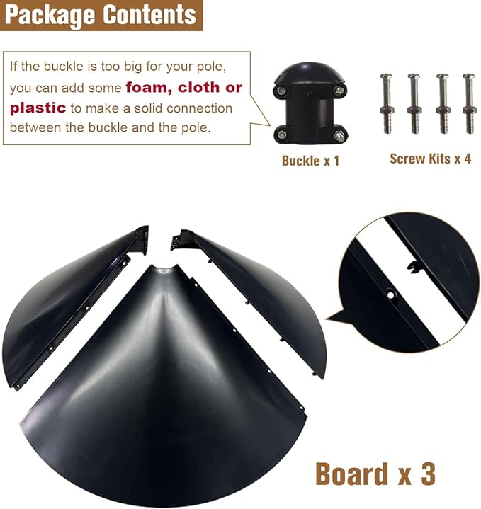 Garbuildman Squirrel Baffle for Bird Feeder Pole, Outside Pole Mount Bird House Guard for Outdoor Shepherds Hook, 19 Inch Diameter, 1 Pack